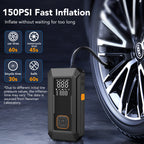KT1 Car Jump Starter with Air Compressor, 150 PSI, Power Bank, 4000A Jump Starter, Fast Inflation for Car Tires, Bikes, SUV, Trucks & More - Portable