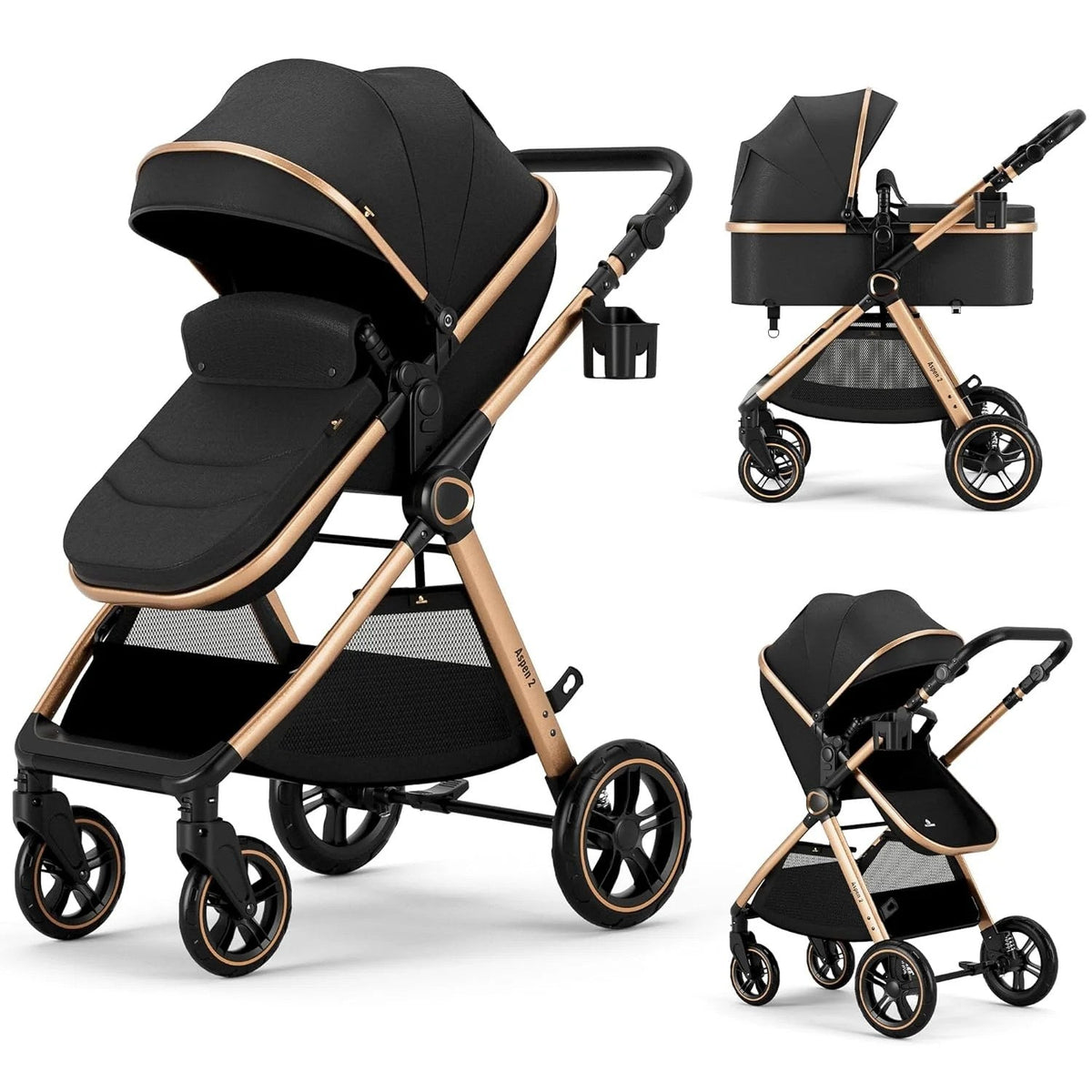 Accombe 2 In 1 Convertible Bassinet Baby Stroller For Infants And Newborns 0-36 Months