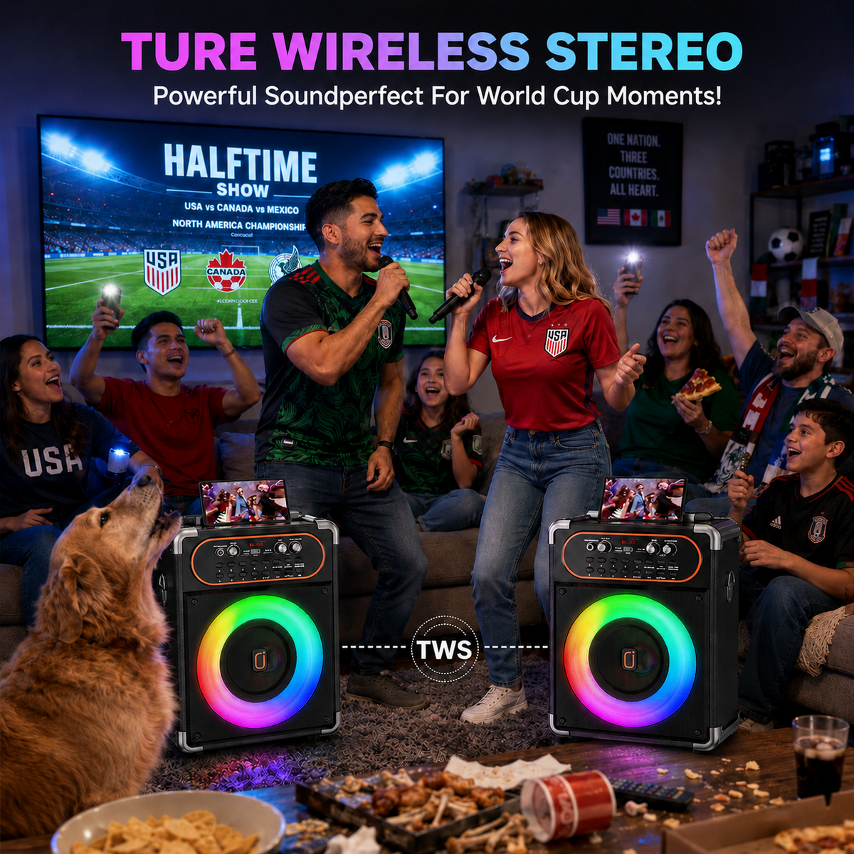 JYX Karaoke Machine for Adults, Home Karaoke Speaker System with 2 Microphones, Portable Bluetooth Speaker with DJ Lights, Reverb Adjustment, S68