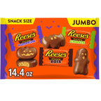 REESE'S Assorted Milk Chocolate Snack Size Peanut Butter Shapes, Halloween Candy Jumbo Bag, 14.4 oz