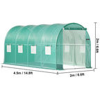 VEVOR Walk-in Tunnel Greenhouse Galvanized Frame & Waterproof Cover 15x7x7 ft