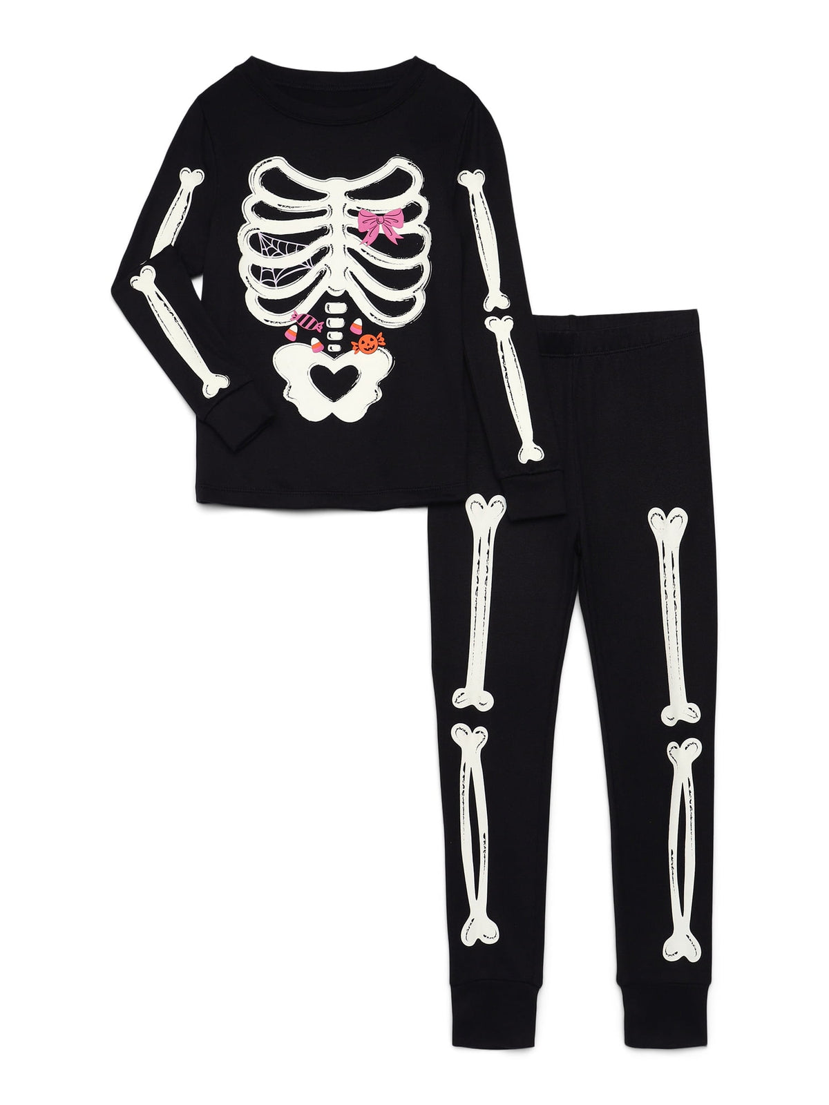 Halloween Girls' Tight Fit Long Sleeve Top and Pants Pajama Set from Way to Celebrate, 2-Piece, Sizes 4-10