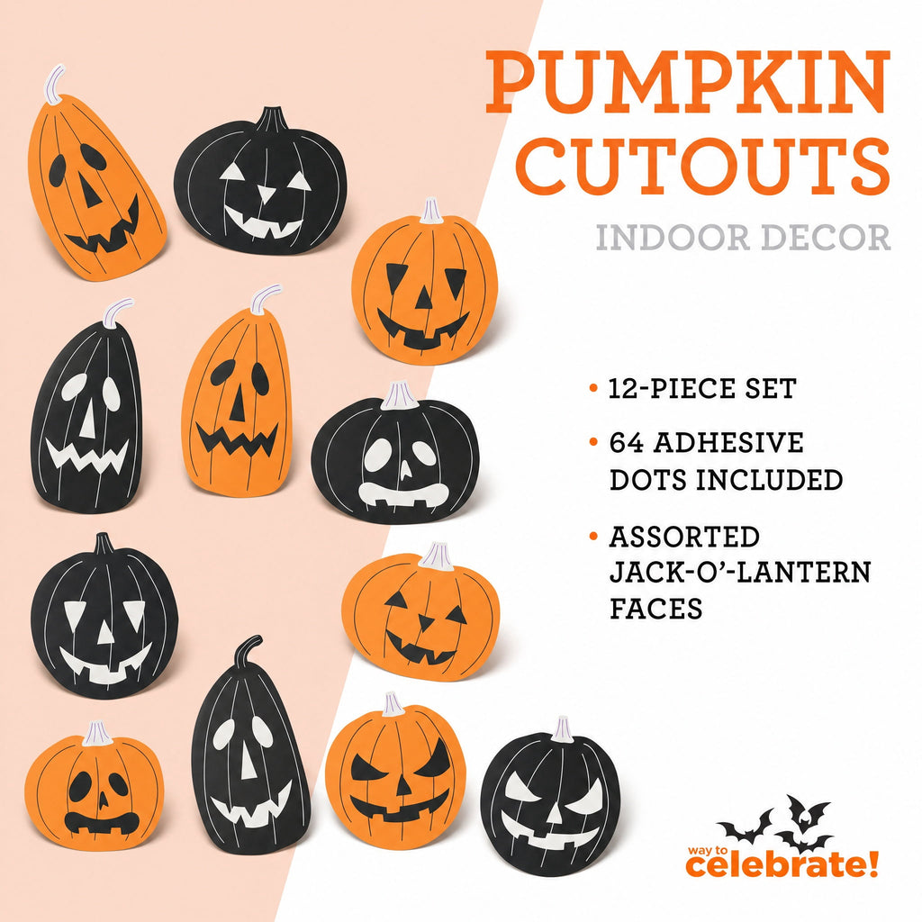 Pumpkin Cutouts, Orange and Black, 12 Pieces, Halloween by Way To Celebrate