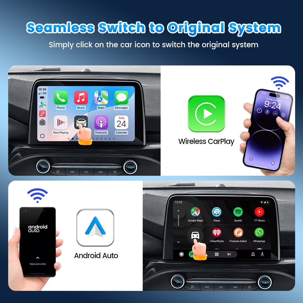 Carlinkit 5.0 Wireless Apple CarPlay Adapter, 2 in 1 Wire to Wireless CarPlay&Android Auto Dongle, 5.8Ghz Wifi, Plug&Play, Low Latency, Black