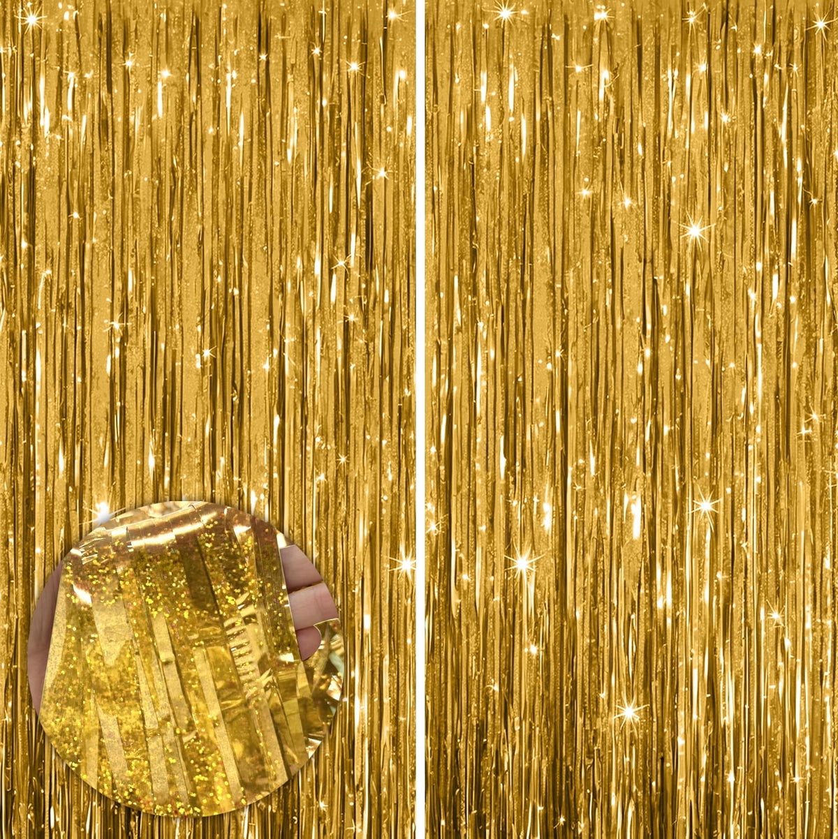 Sm:)e 2-Pack Light Bright Silver Foil Fringe Curtains for Events - Birthday, Wedding, Graduation, Christmas, Baby Shower, various festivals Decor Photo Booth Fun!