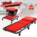 36 inch Foldable Creeper Seat, 2 in 1 Rolling Folding Car Creeper/Stool, 6 Pcs 2" Casters, 330 Lbs Weight Capacity, Wheels for Garage, Shop, Auto