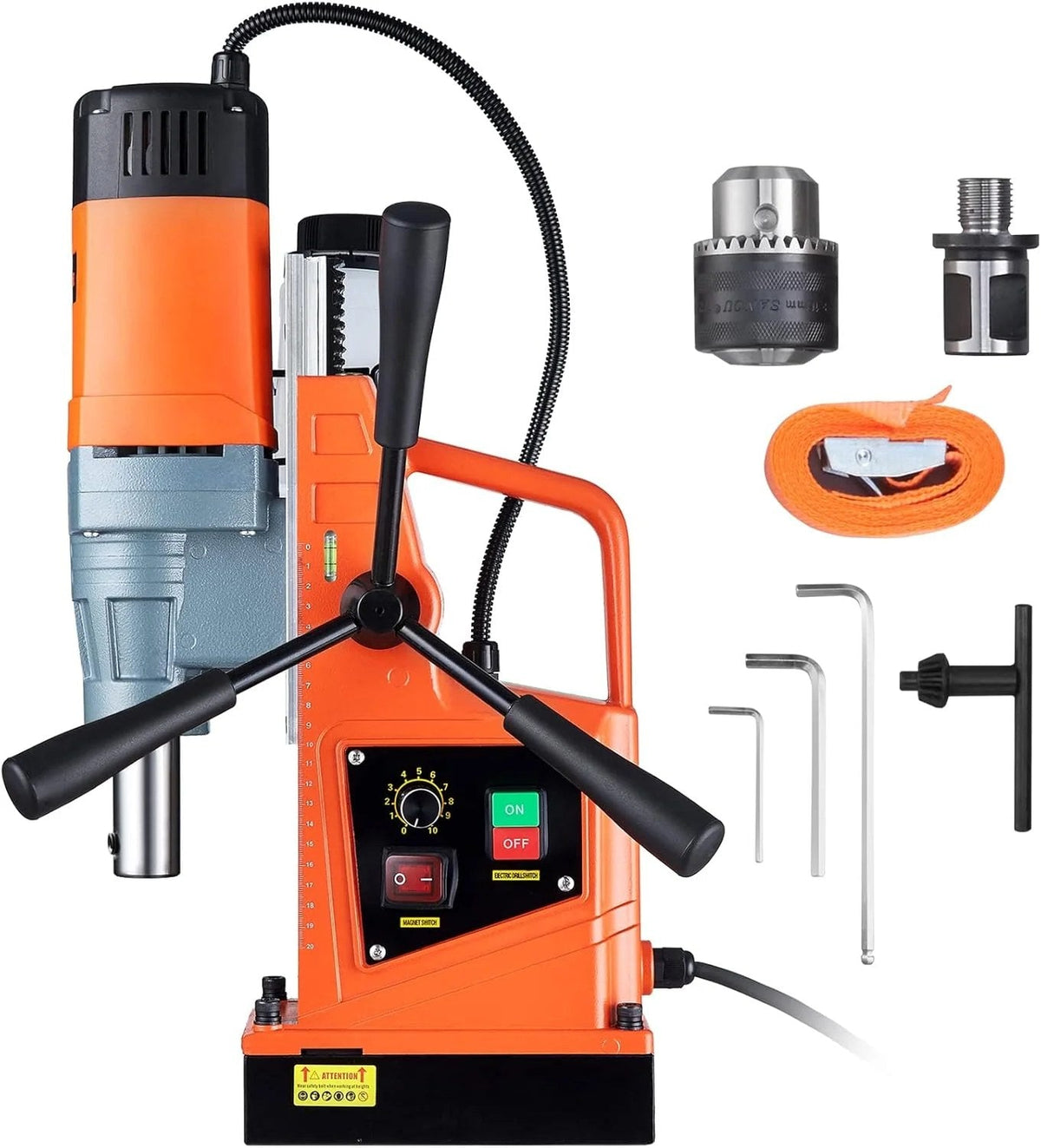 Vevor Magnetic Drill Press 1550W, 2 in Boring Diameter, 500 RPM, 10-Speed - Black