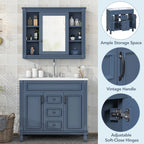 36'' Bathroom Vanity Set With Ceramic Sink Top, Mirror Cabinet, 2 Doors And 2 Drawers - Gray