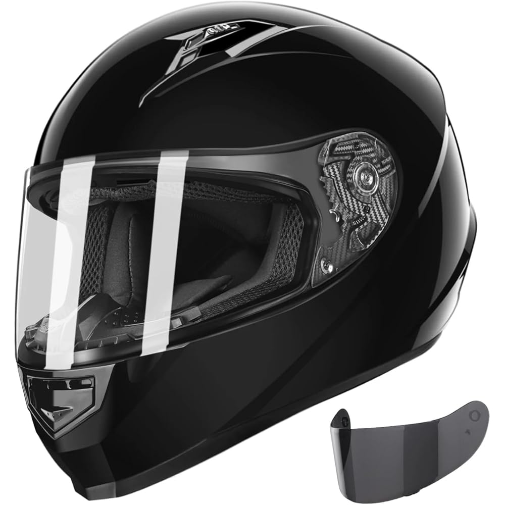 GLX Full Face Motorcycle Helmet, Black, Large, Tinted Visor, DOT Approved - GX11