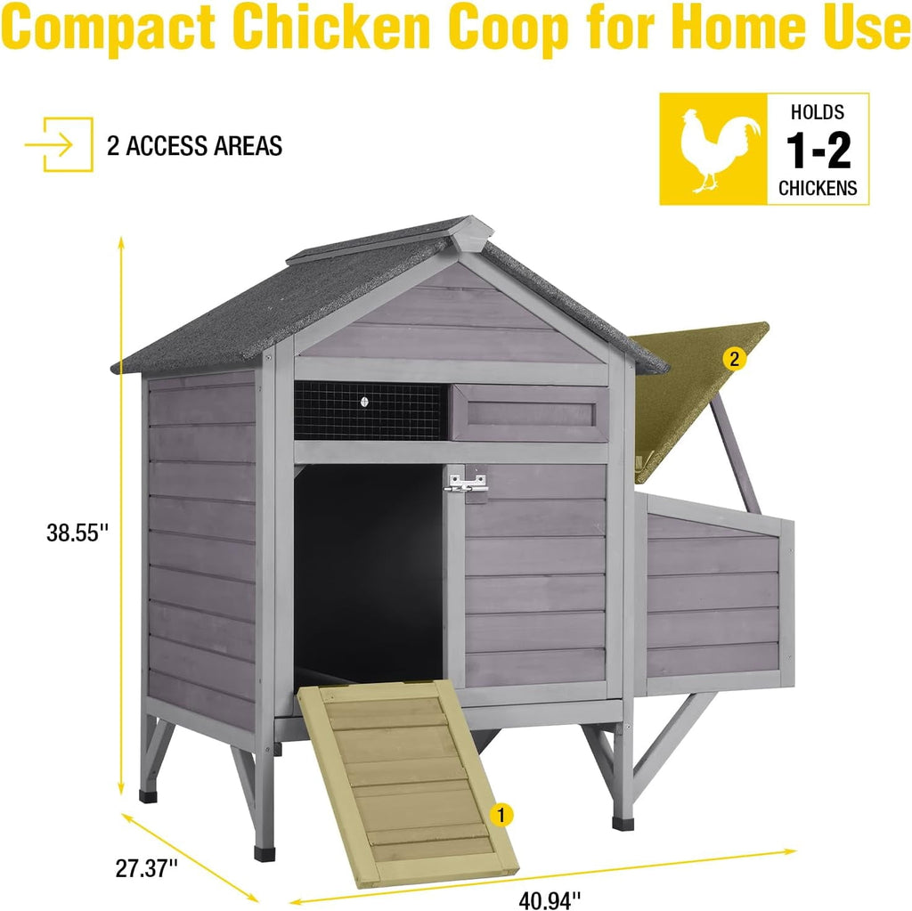 Aivituvin 40.94" Chicken Coop with Nesting Box, Weatherproof Hen House with Leakproof Pull-Out Tray, Poultry Coops for Chickens, Duck & Quail