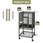 Uforic 41" Metal Bird cage with Rolling Stand, Tray, 2 Perches and 2 Feeders, Black