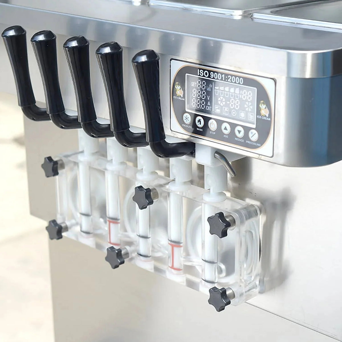Kolice Commercial Soft Serve Ice Cream Machine, 5 Flavors, 3 x 7L Upper Tanks, 110V 60HZ, 2KW