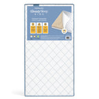 Simmons BeautySleep Kids Extra Firm Crib and Toddler Mattress, GREENGUARD Gold Certified, Sustainable Fiber Core, Waterproof, White/Blue