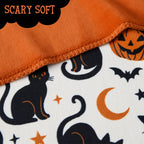 Boo-tique Halloween Plush Soft Oversized Couch Throw Blanket, Cats and Pumpkins, Orange, 50 x 72 in