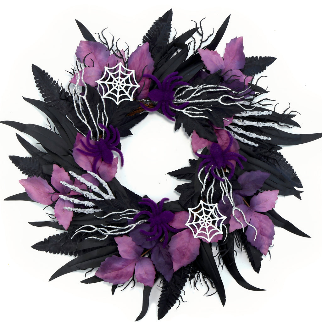 Myecovie Halloween Wreaths for Front Door Halloween Indoor Decoration 21.6" Halloween Black Wreaths for Windows Wall Decor