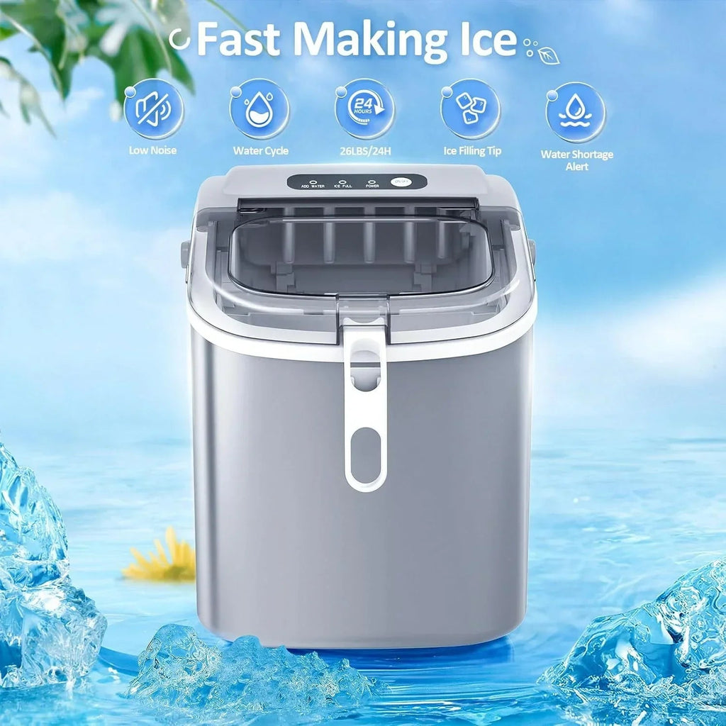 Countertop Nugget Ice Maker, 1.1 Liters, 34 lbs/24H, 8.66 x 11.30 x 12.68 inches, Black