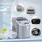 Countertop Nugget Ice Maker, 1.1 Liters, 34 lbs/24H, 8.66 x 11.30 x 12.68 inches, Black