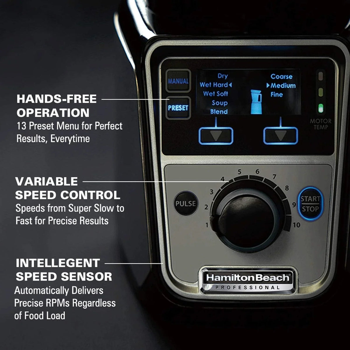 Hamilton Beach Professional 4-In-1 Juicer Mixer Grinder, 1400 Watt, 120V, 3 Leakproof Jars - 58770