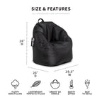 Big Joe Joey Bean Bag Chair for Kids/Teens, 2.5 ft Smartmax Lounge Chair, Easy-Clean & Lightweight, Black