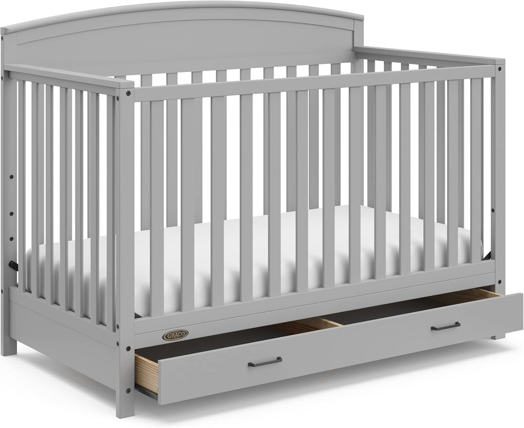 Graco 5-in-1 Convertible Crib With Storage Drawer, White
