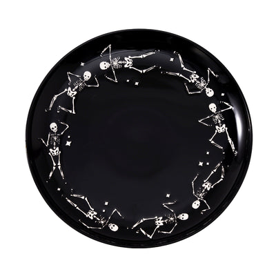 Way To Celebrate Halloween Dancing Skeleton Round Serving Tray, Black, 11.93 in