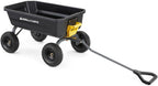Poly Dump Garden Cart With No-Flat Tires And Serrated Shovel, 7 Cubic Feet, 1,200 lb Capacity, Black