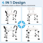 COSYWILL Shower Chair for Inside Shower,Bath Chair with Arms and Back,Heavy Duty Safety Shower Bench with Height Adjustable Bath Seat,White
