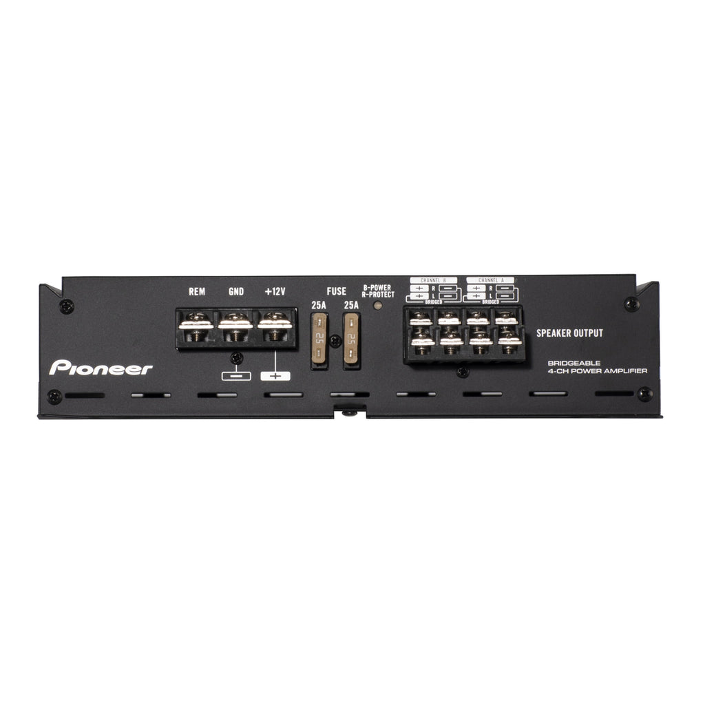 Pioneer GM-E360X4 4-Channel Bridgeable Car Amplifier, 1000W Max Power, HPF/LPF & Bass Boost