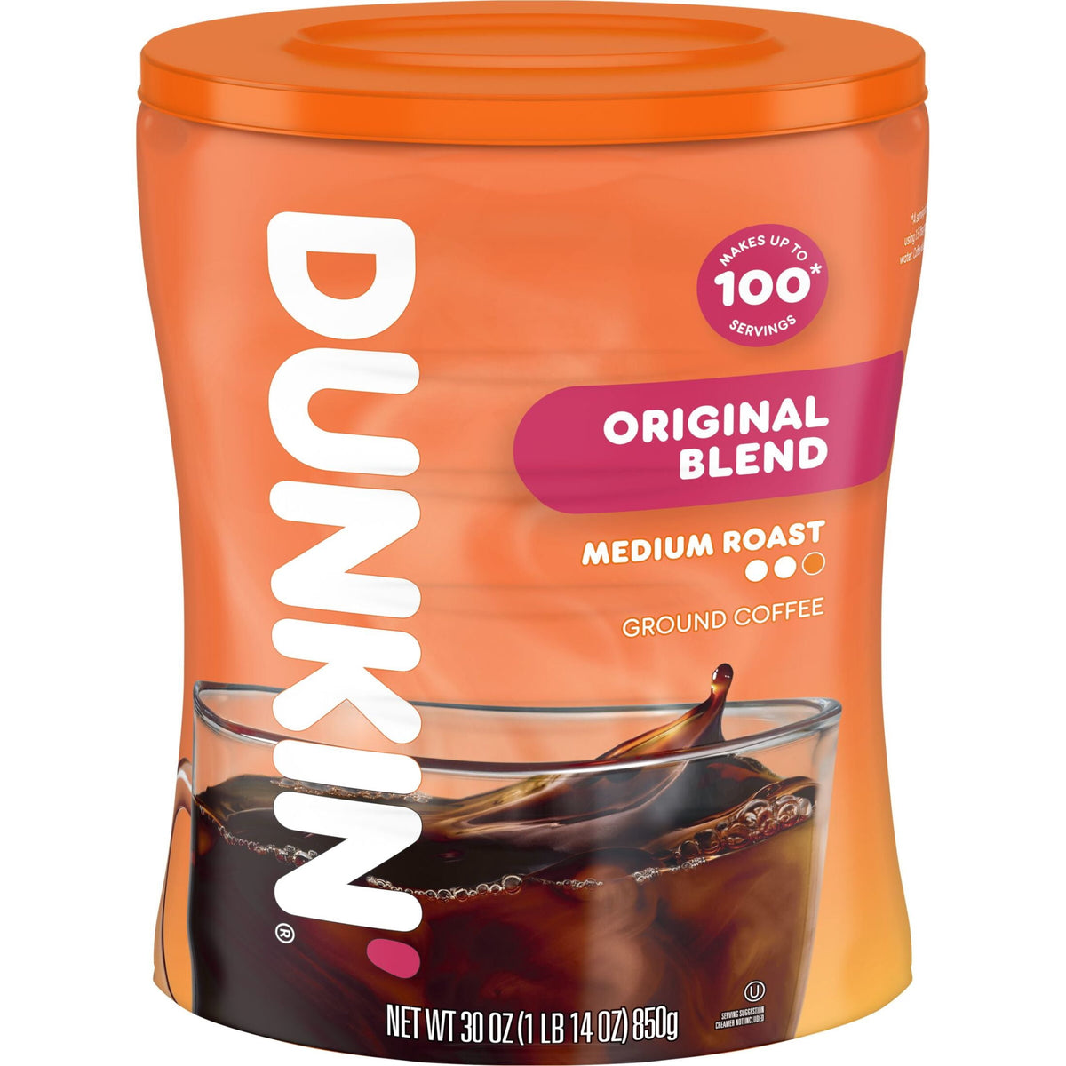 4 pack) Dunkin’ Original Blend Medium Roast Ground Coffee, 30 oz Canister
