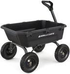 Poly Dump Garden Cart With No-Flat Tires And Serrated Shovel, 7 Cubic Feet, 1,200 lb Capacity, Black