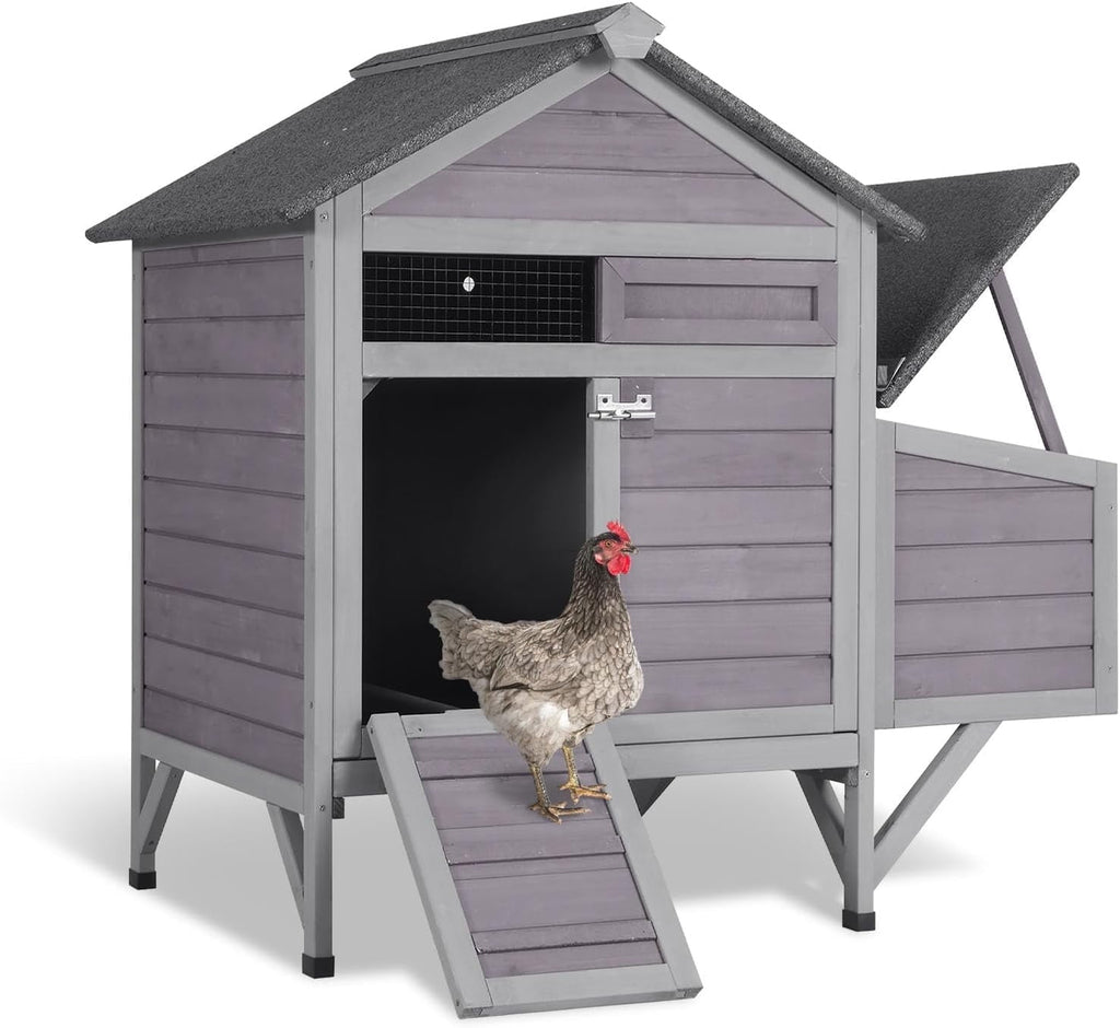 Aivituvin 40.94" Chicken Coop with Nesting Box, Weatherproof Hen House with Leakproof Pull-Out Tray, Poultry Coops for Chickens, Duck & Quail