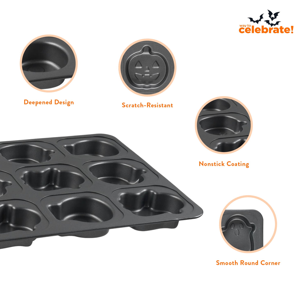 Way To Celebrate Halloween Cakelet Baking Mold 17" x 13" 12-Cavity