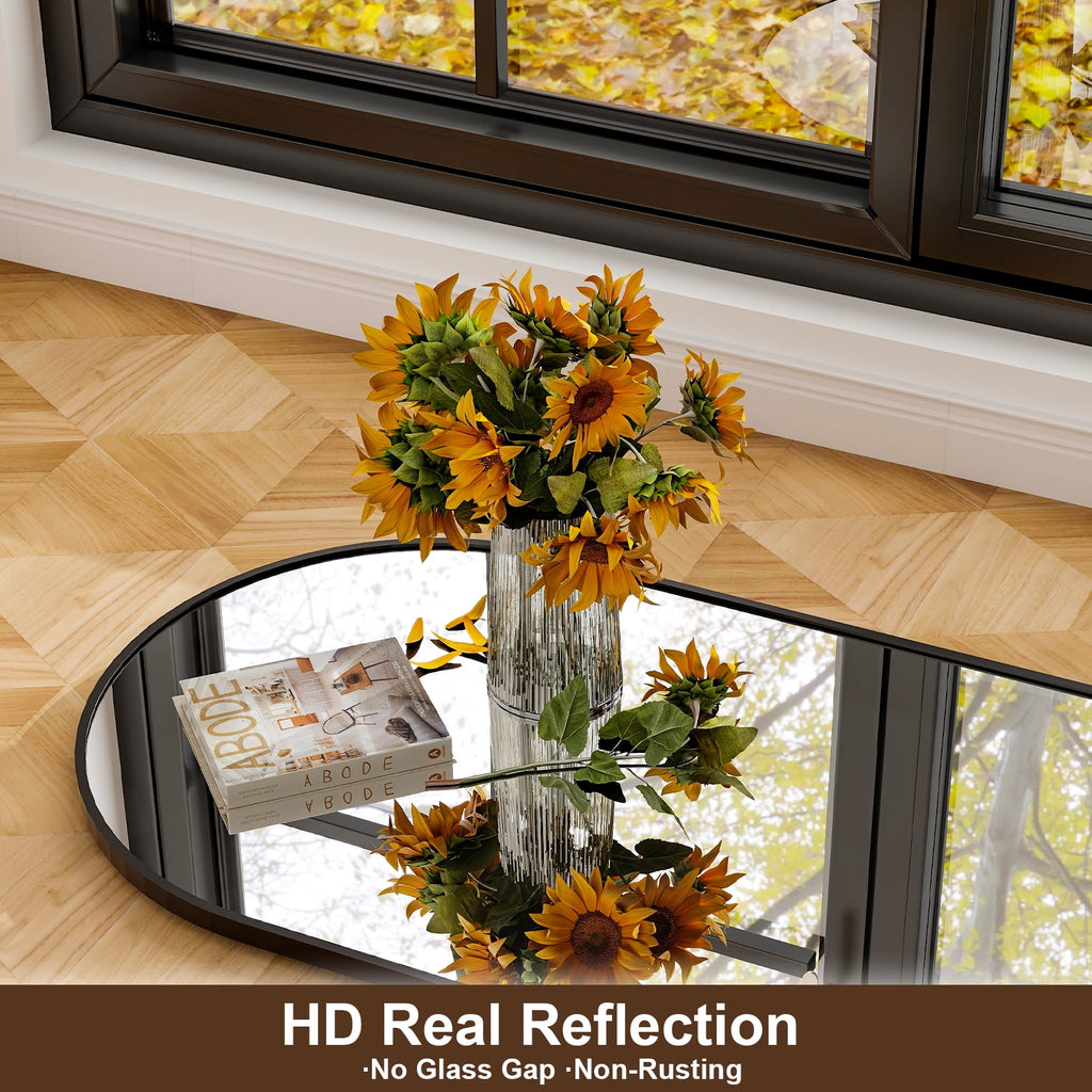 BEAUTYPEAK Arched Full Length Floor Mirror 64"x21.1" Full Body Standing Mirror,Black