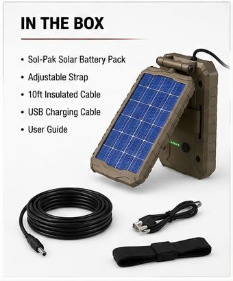 Stealth CAM Sol-Pak Solar Battery Pack, 12V Solar Power Panel, Compatible