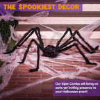 Joyfy 5 ft Scary Giant Spider Halloween Decorations Outdoor, Poseable Spider Lifelike Hairy Prop for Yard, Haunted House, Tree or Porch Party Decorations