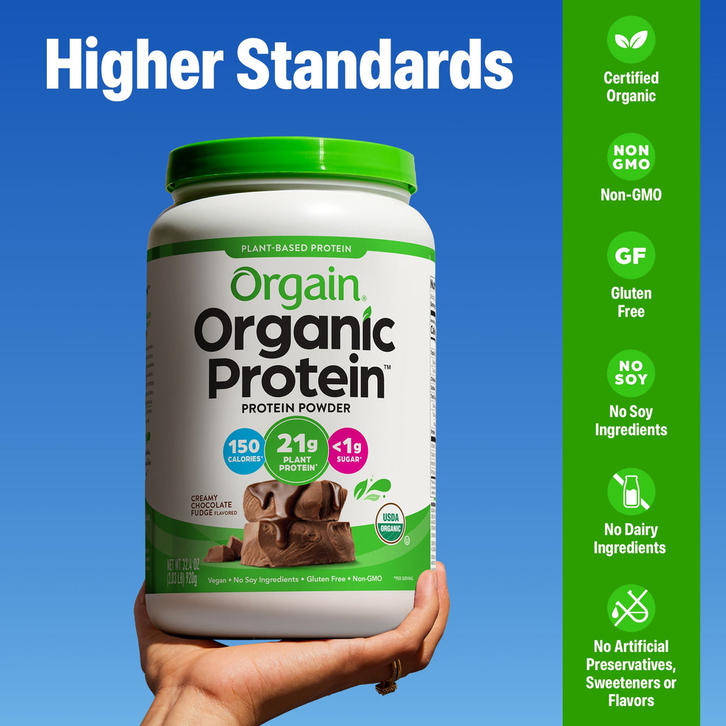 Orgain Organic Vegan 21g Protein Powder, Plant Based, Creamy Chocolate 2.03lb