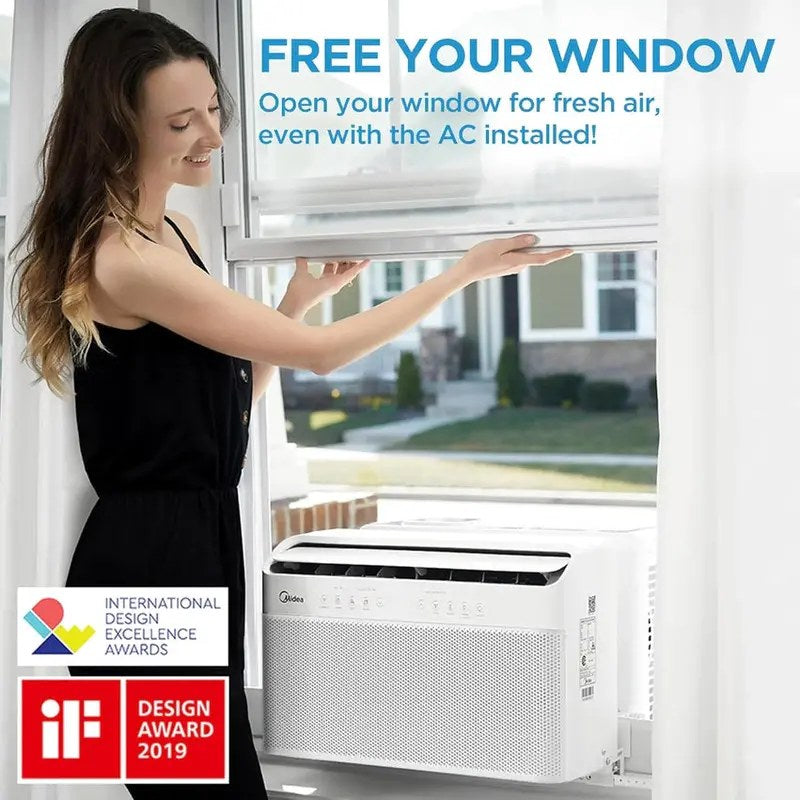 Midea U-Shaped Smart Window Air Conditioner, 8,000 BTU, 115 Volts, White - RMW08SQW