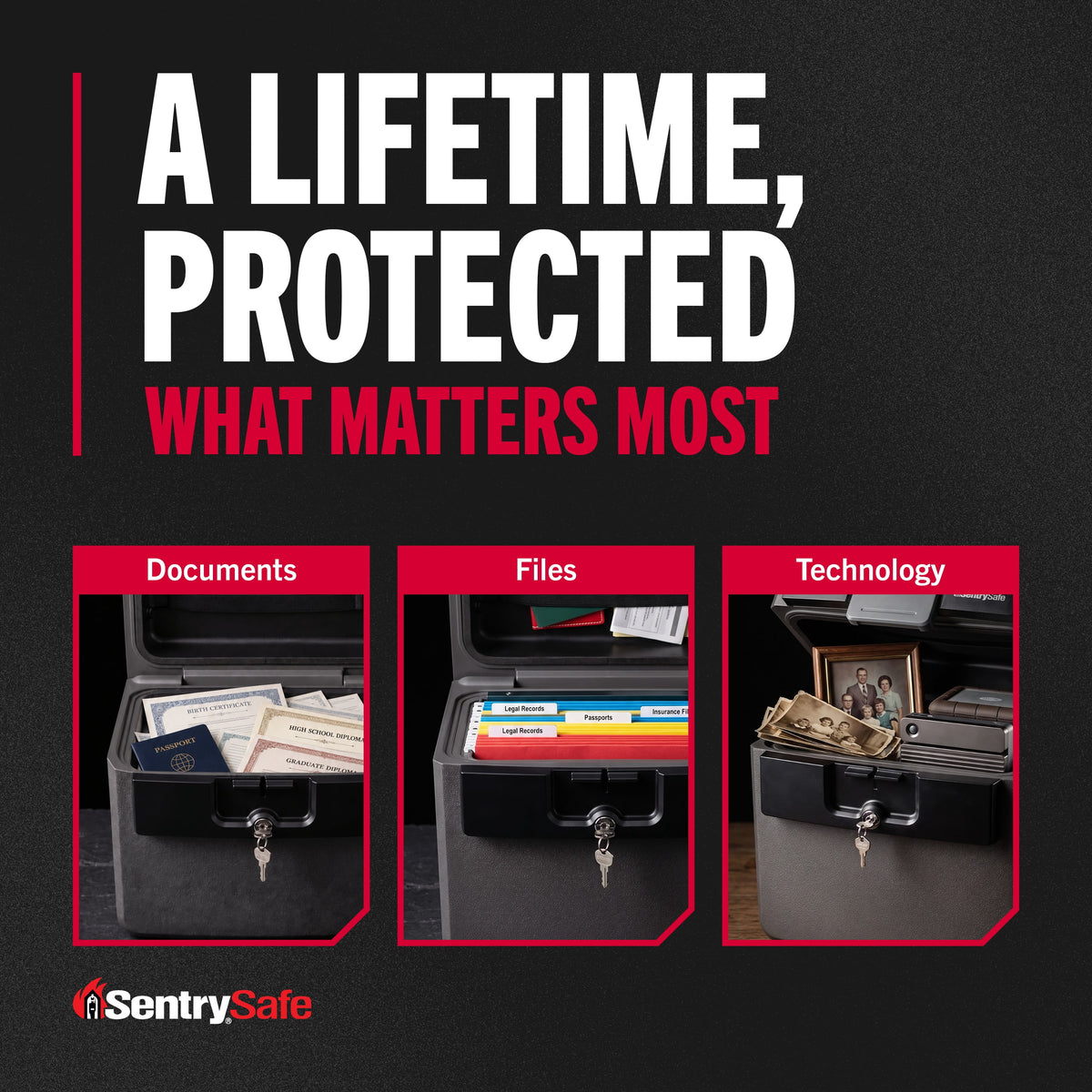 SentrySafe HD4100 Fire & Water Resistant File Document Safe with Key Lock, 0.65 cu ft, Charcoal Gray