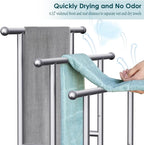 Kayfia 40" Tall Freestanding Towel Racks for Bathroom, 3 Tier Floor Towel Rack with Storage Basket Silver
