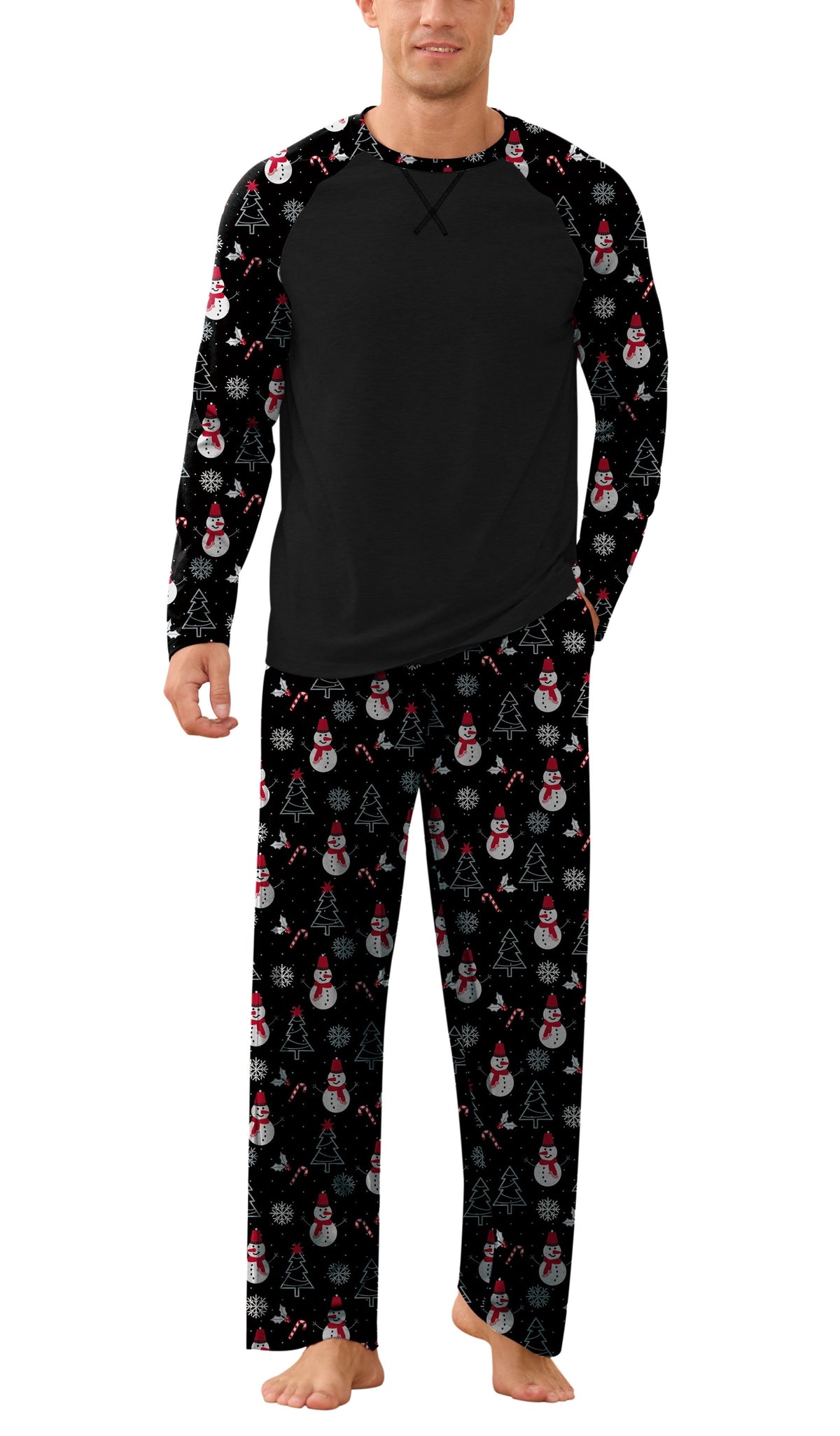 Iceglad Men's Pajamas Set Long Sleeve Sleepwear with Pockets Comfortable Lightweight Pjs Sets for Men