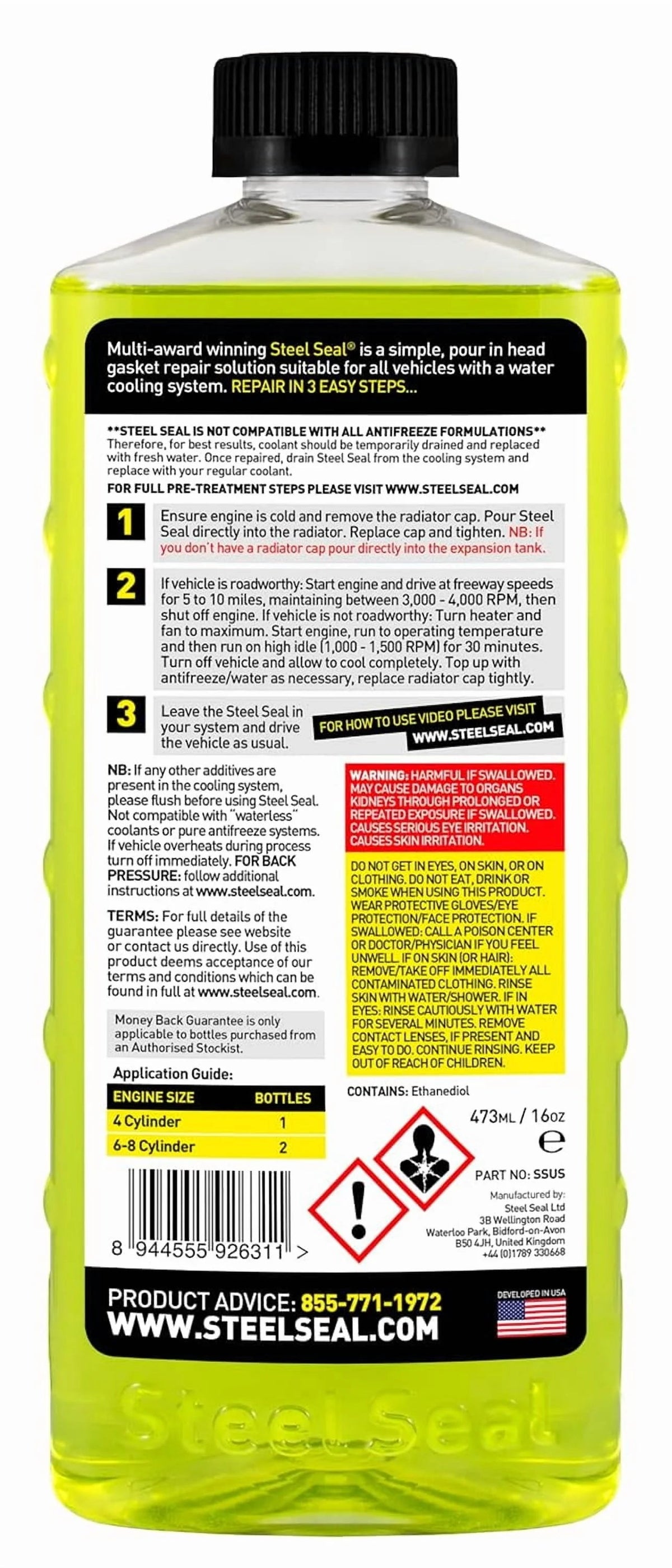 Steel Seal Blown Head Gasket Repair Sealer For 4 Cylinder Engines
