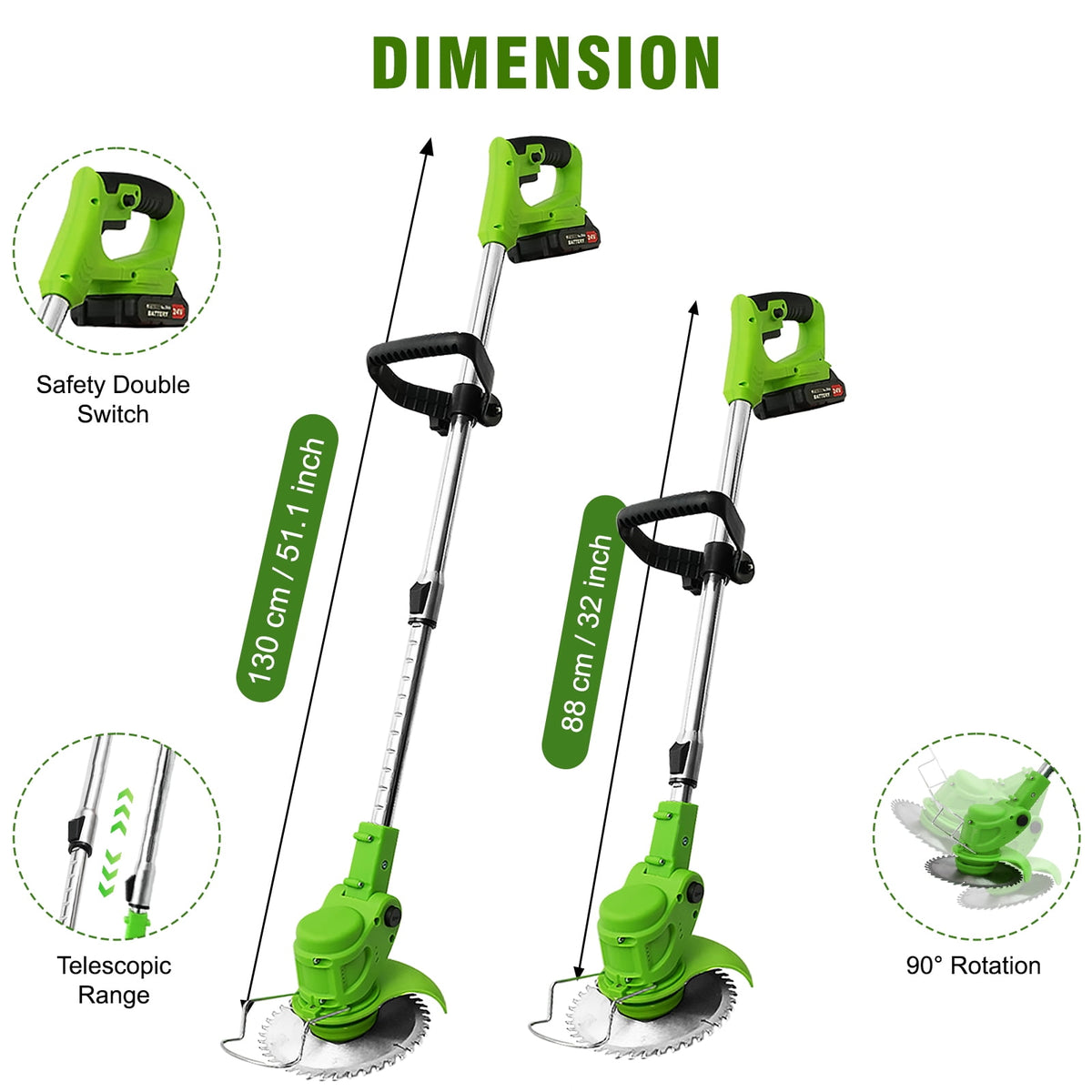 24V 650W Lawn Mover Electric Grass Trimmer Cordless W/2 Batteries, Battery Weed-Eater, Electric Weed Wacker, Lawn Mower Cordless Pruning Cutter Weed