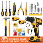 Cshidworld Tool Set with 21V Cordless Drill, Drill Set with 2 Batteries and Charger, 95PCS Electric Power Drill Tool Kit, Repair Tools Sets Combo