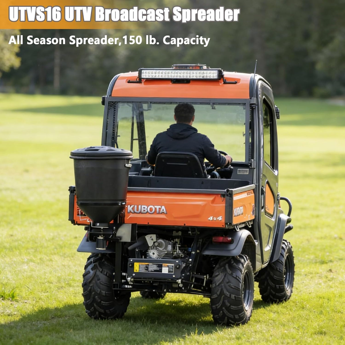 UTV Broadcast Spreader, 150 lb Capacity, Black - UTVS16