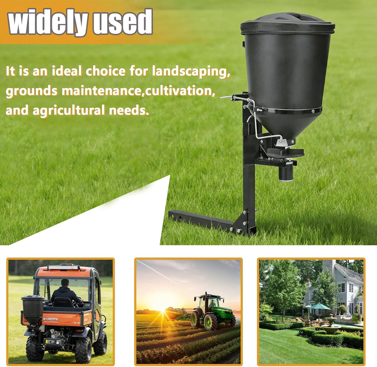 UTV Broadcast Spreader, 150 lb Capacity, Black - UTVS16