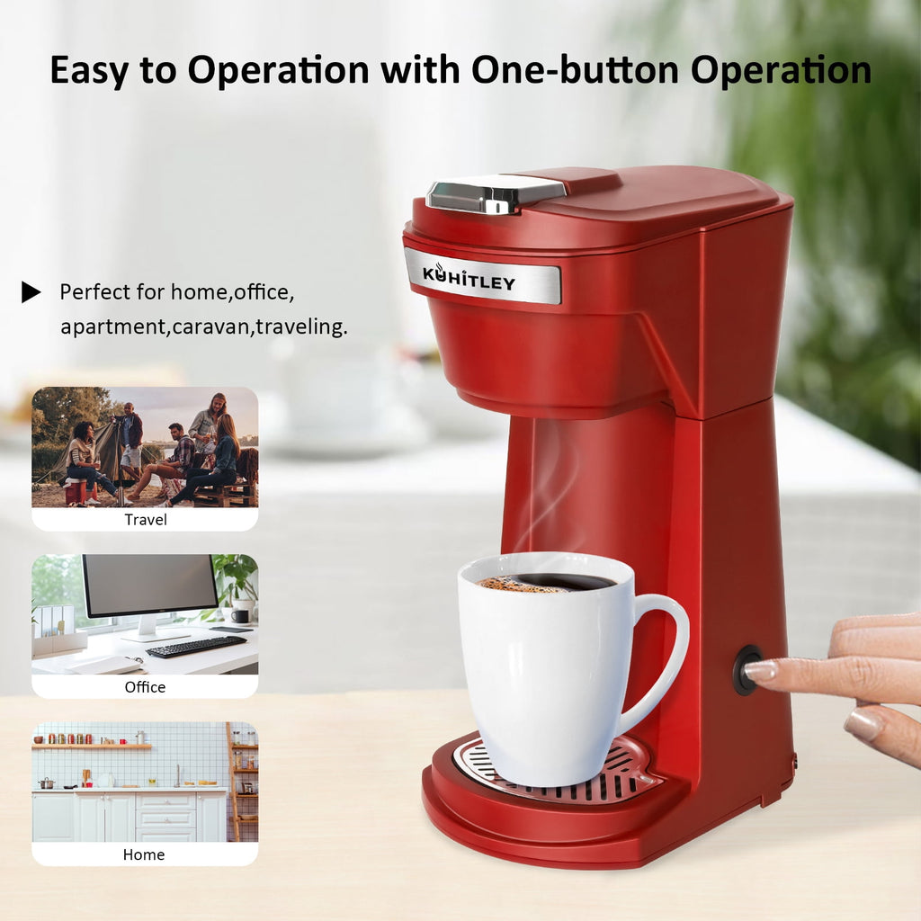 2 in 1 Single Serve Coffee Maker for K Cup Pods & Ground Coffee, Mini K Cup Coffee Machine with 6 to 14 oz Brew Sizes, Single Cup Coffee Brewer with
