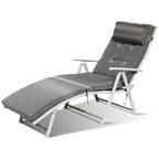 7 Position Folding Outdoor Chaise Lounge Chair With Cushion And Pillow