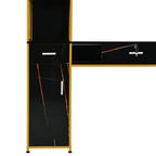 Barber Salon Station With Lockable Drawer, Left Shelf And Storage Cabinet - Black