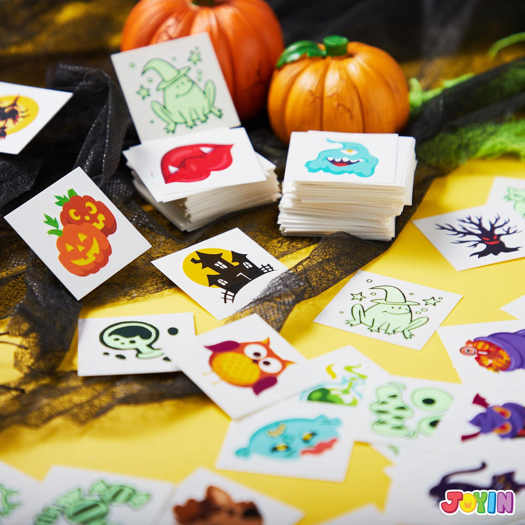 Joyfy 300+ Halloween Temporary Tattoos, Glow in The Dark Tattoos for Kids, Halloween Toys Bulk, Halloween Trick or Treat Toys, Halloween Party Favor