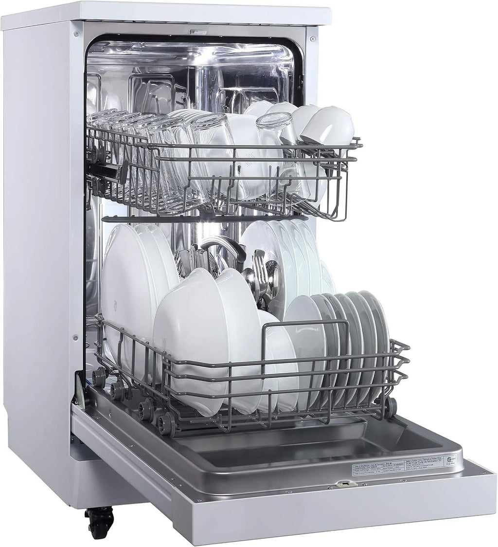RCA Portable Dishwasher, 18in Wide, 8 Place Settings, White - RDW1809-WHITE